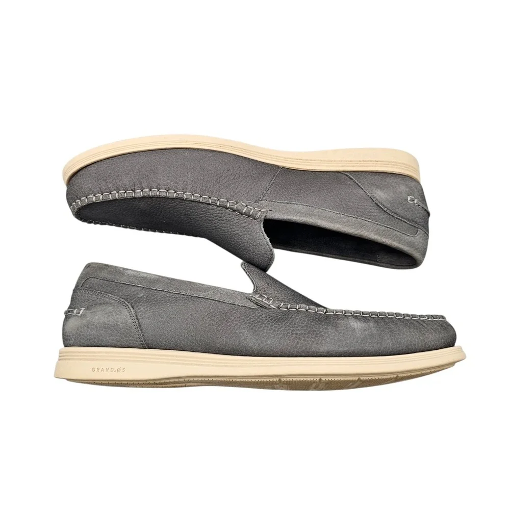 Cole Haan Mens Size 12 US EUC Harwich Grey Leather Venetian Loafers Casual Shoes